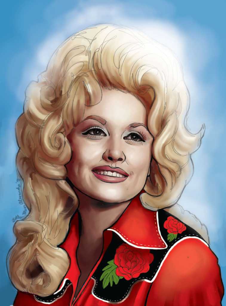 Digital illustration of Dolly Parton.