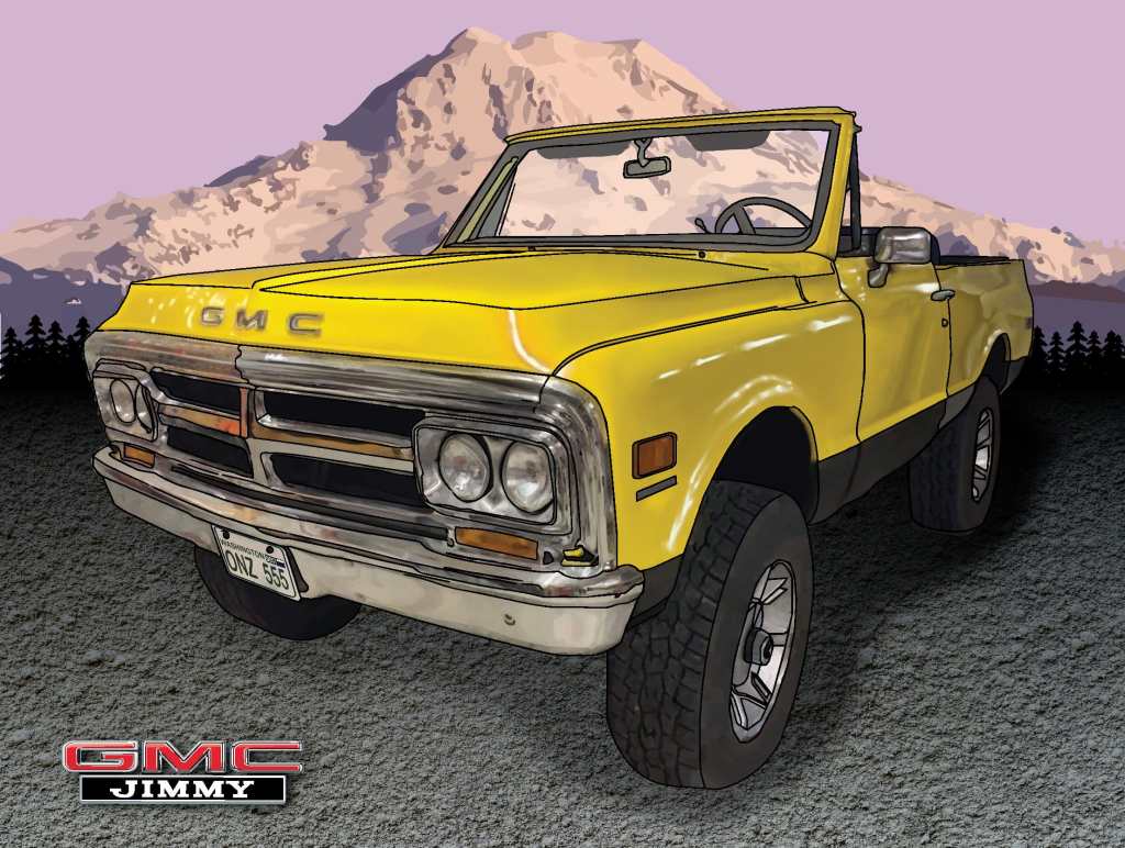 Digital illustration of a vintage GMC Jimmy.
